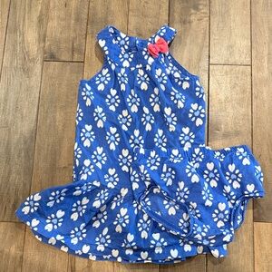 Blue Floral Baby Dress with Bloomers